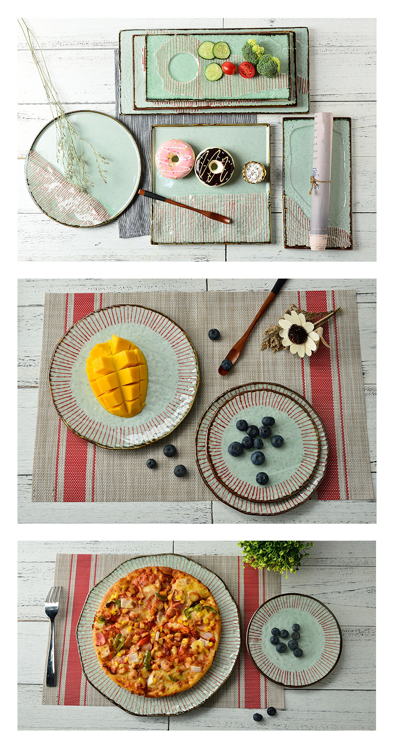 Three ceramic tableware Korean dishes, eat dish plate cold dish dish of large plate steak household hotel snack plate