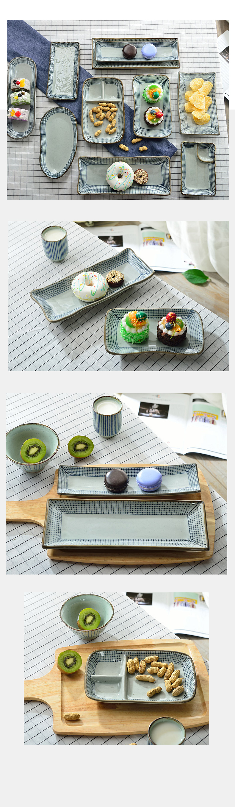 Three ceramic Japanese dishes home dish dish dish fish dish creative characteristics of sushi dishes dinner plate tableware custom