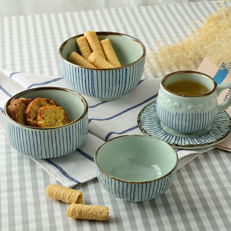Three minutes of ceramic tableware stripe for individual soup bowl trumpet move household jobs creative horn bowl hat to bowl