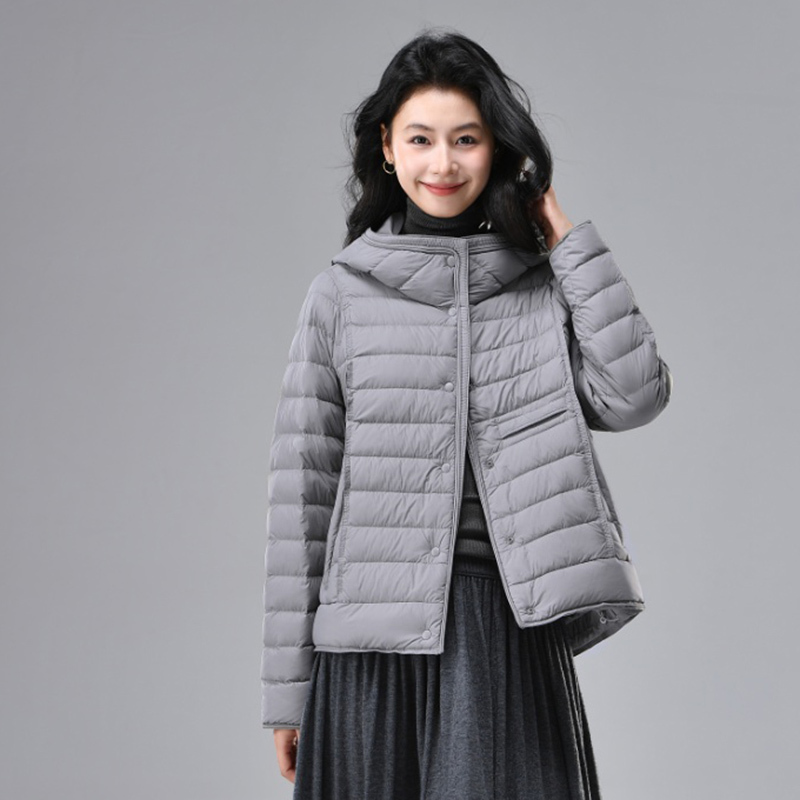 Casual Versatile Hooded Thin Light down Jacket for Women, Winter New National Standard 90% Duck Down, Warm and Temperature-Locking, Waist-Cinching Coat
