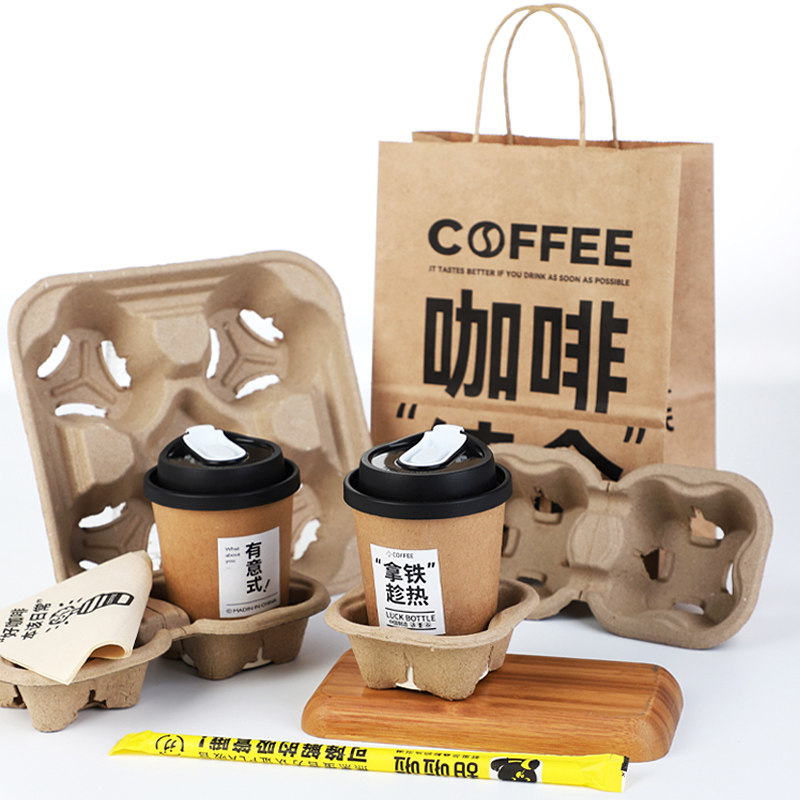 Milk Tea Coffee Extras With Fixed To Disposable Pulp Single Double Four Cups Tohot Drink Bottom Topo Takeaway Package Cupator-Taobao