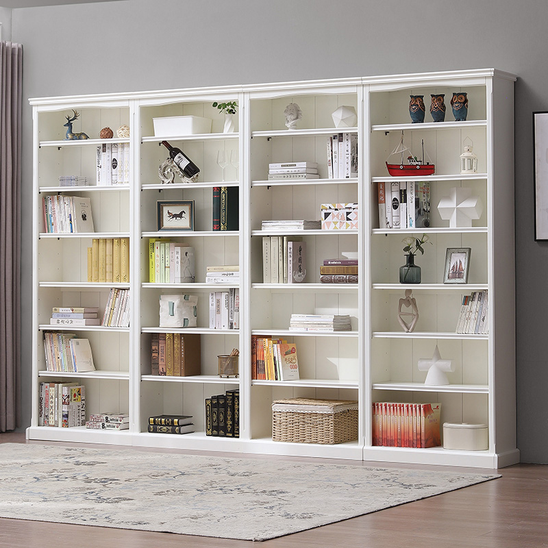 All solid wood bookcase with door free combination floor locker log bookshelf rack display stand American bookcase