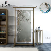 Chinese screen partition living room simple modern flower and bird bedroom blocking home hotel room solid wood shield screen