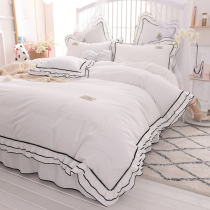 Nordic bedding cotton 100 four-piece white cotton princess wind 18 bed skirt simple quilt cover girl heart