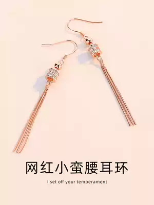 Earrings 2021 New Tide sterling silver earring tassel earrings temperament advanced ear needle atmospheric long version of white ear wire