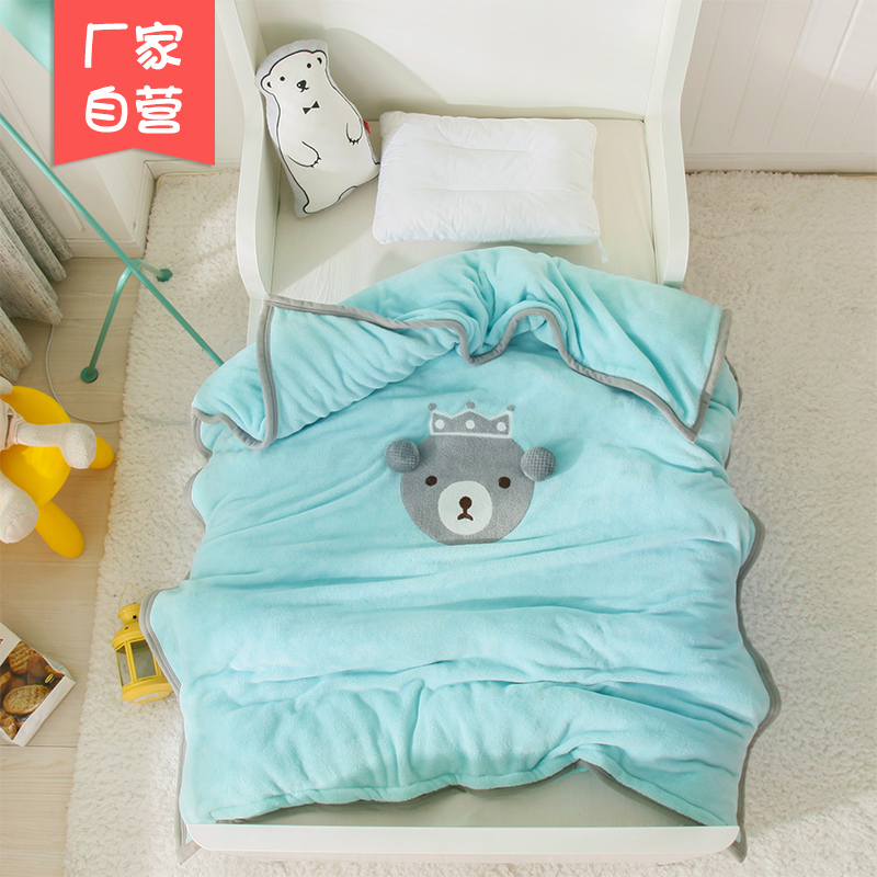 Children Quilt Cover Single Cover Gushed Double Face Suede Nursery Coral Fleece Quilt Cover Single Piece Thickened Warm Dual-use Blanket