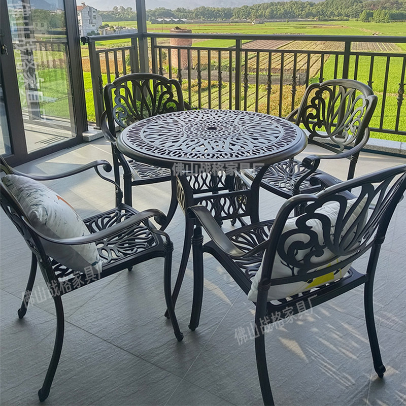Outdoor Cast Aluminum Table And Chairs Courtyard Villa Open-air Outdoor Garden Terrace Casual Table And Chairs Iron aluminum alloy European style chair-Taobao