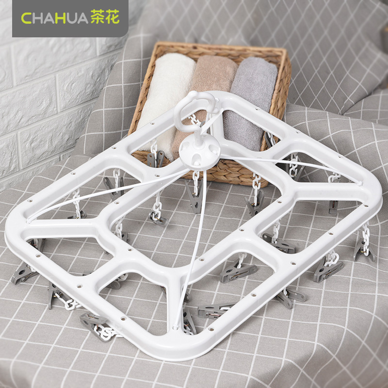 Tea flower plastic clothes hanger Home multifunction square windproof baby diaper socks lingerie bra hanging clothes clip