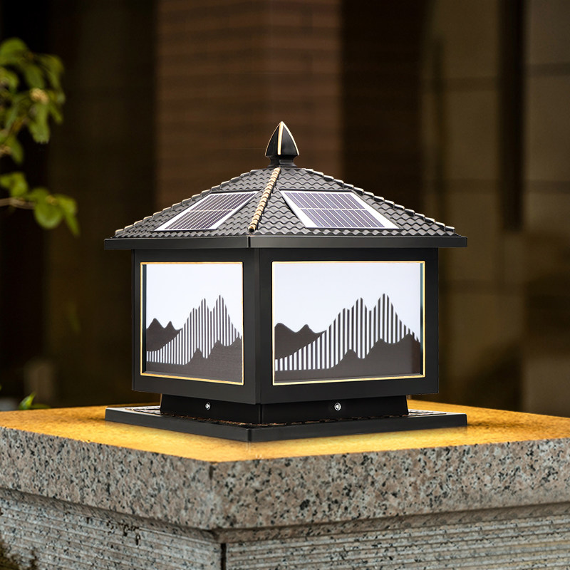 đèn năng lượng trụ cổng Trung Quốc mới phong cách năng lượng mặt trời cột đầu đèn ngoài trời chống thấm nước đèn sân vườn chiếu sáng hàng rào biệt thự đèn cổng ngoài trời cổng bài đèn đèn led trụ cổng năng lượng mặt trời đèn năng lượng trụ cổng