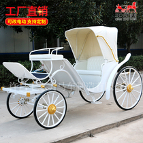 Eurostyle Sightseeing Carriage Single Row Single Toon White Goose Car Vintage Four-wheeled Carriage Wedding Wedding Wedding Photographie Prop Car