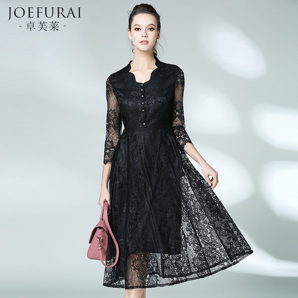 JOEFURAI 卓芙莱 2017春季新款 蕾丝连衣裙 优惠券折后￥198包邮（￥298-100）3色可选