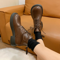 Girls Martin Boots Leather 2021 New Spring and Autumn English Style Childrens Boots Fashion Joker Girls Single Boots Short Boots