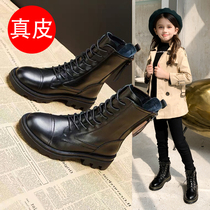 Womens shoes spring and autumn girls Martin boots leather boots little girl 2021 English style short boots childrens single boots