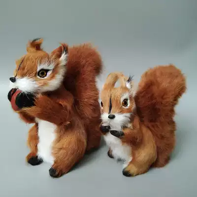 Simulation little squirrel model plush animal fur squirrel doll Children's toys Creative craft gift decoration window decoration