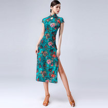 Ten-year-old Latin dance improved Cheongsam practice suit female dress adult 2021 summer new dance performance