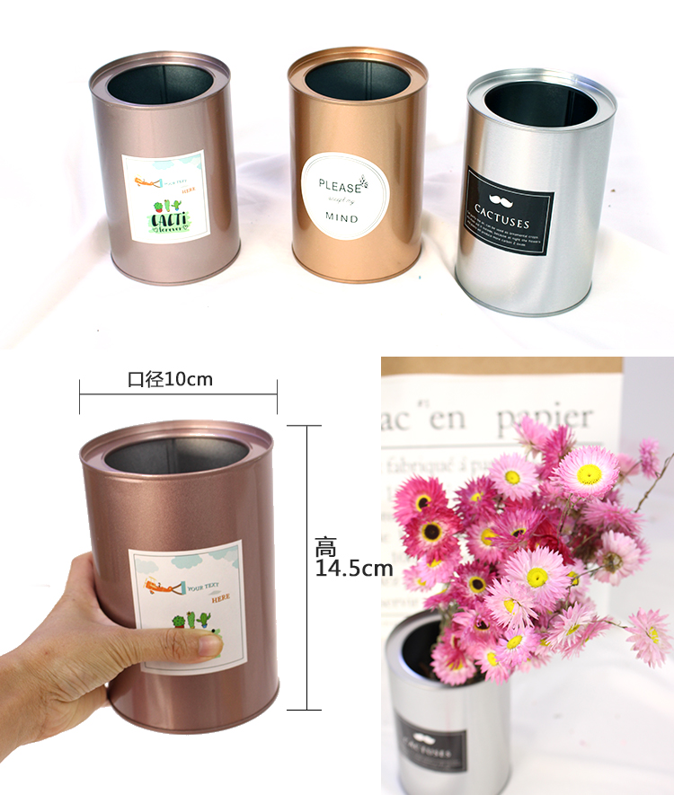 Bình hoa thủy tinh cắm hoa hộp thiếc Bắc Âu in giấy kraft túi retro đơn giản gió sắt trang trí thùng - Vase / Bồn hoa & Kệ lọ hoa tay phật