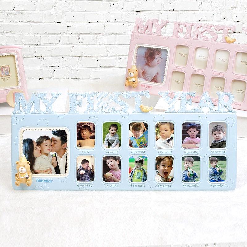 The baby's 12 months of growth record children's one - year - old photo frame can hang wall combined table frame photo frame