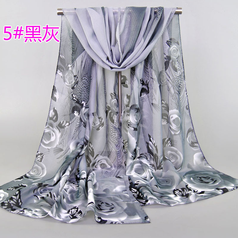 5#黑灰 (1) - 雪纺丝巾防晒巾