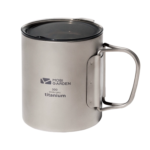 Mu Gao di Exquisite Camping Pure Titanium Dual -Layer Water Cup Portable Camping Cup Cufe Coffee Coffe