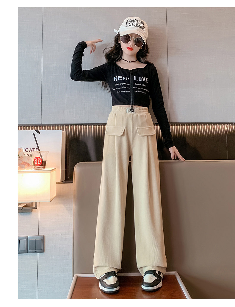 Осенние детские штаны, коллекция 2023, подходят для подростков, свободный прямой крой Kaida 