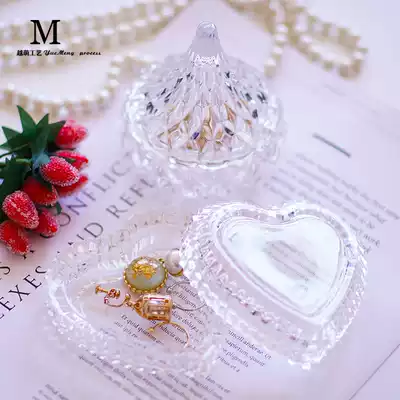 European style retro love heart-shaped glass ornaments jewelry jewelry box photo props Mini jewelry box