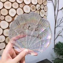 Good-looking ins Nordic shell plate Photo props Symphony transparent glass plate Jewelry plate Gold decorative plate