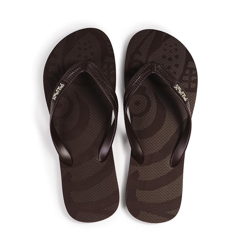 Soulgoods Tiger Head Logo Beach Slippers (Coffee Brown)
