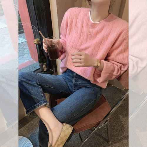 莉贝琳 Однотонный шерстяной свитер, круглый воротник