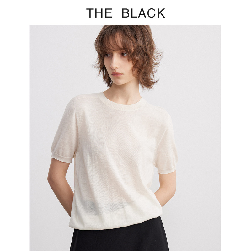 Libelin Sweisy Black Label Elegant New Loose Summer Thin Consinee Tencel Cashmere Knitted T-Shirt Top for Women Libelin Sweisy Black Label Elegant New Loose Summer Thin Consinee Tencel Cashmere Knitted T-Shirt Top for Women