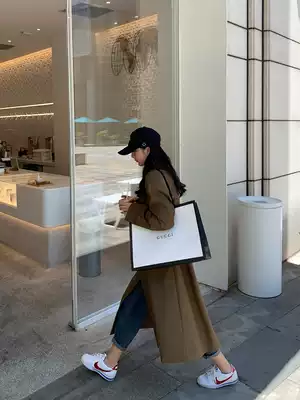 Suit trench coat women 2021 spring and autumn popular Korean version of loose Joker long version coat knee casual coat women