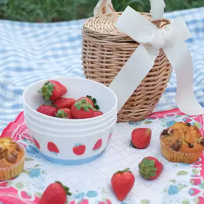(TaDah suddenly) fresh strawberry bowl 4 original hand-painted design bone china bowl gift box tableware