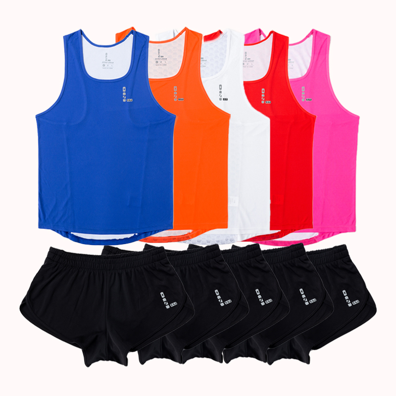 Zero resistance sports training competition track and field running fitness Marathon vest shorts body test group purchase set men and women