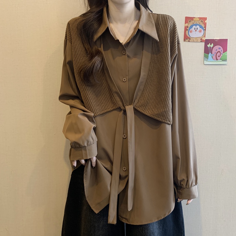 Spring and Autumn Fashionable Two-In-One Slimming Long-Sleeve Postpartum Nursing Shirt Versatile Trendy Mom Style Outing Nursing Top