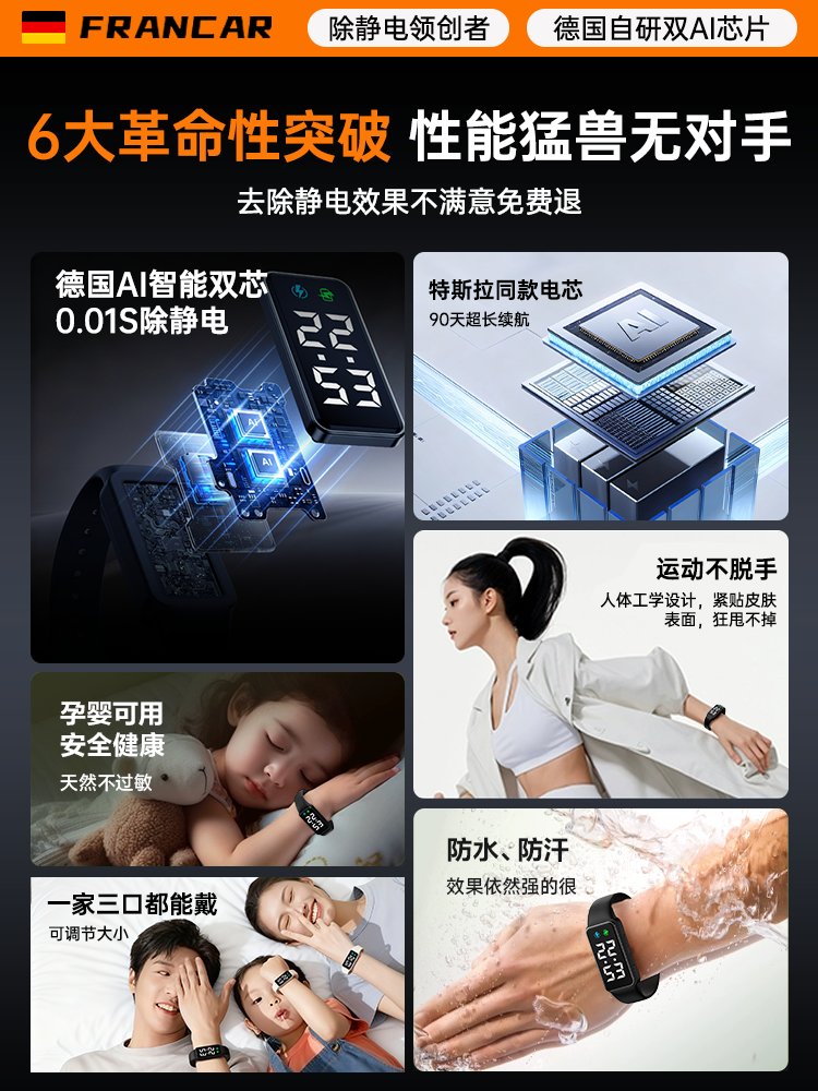 [Imported from Germany] Anti-Static Wristband for Autumn and Winter, a Tool for Eliminating and Releasing Static Electricity from the Body, Suitable for Men and Women, and for Use in Cars