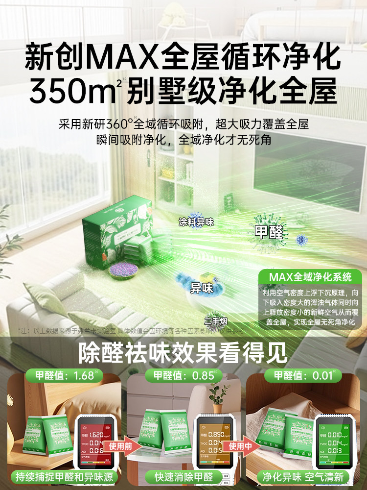 [German Brand]Activated Carbon Bag Formaldehyde Remover for New Home Renovation, Quick Move-In Bamboo Charcoal Bag for Odor Absorption