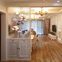 Changhong art glass partition screen modern decoration aisle living room shoe cabinet porch carved tempered background Lotus