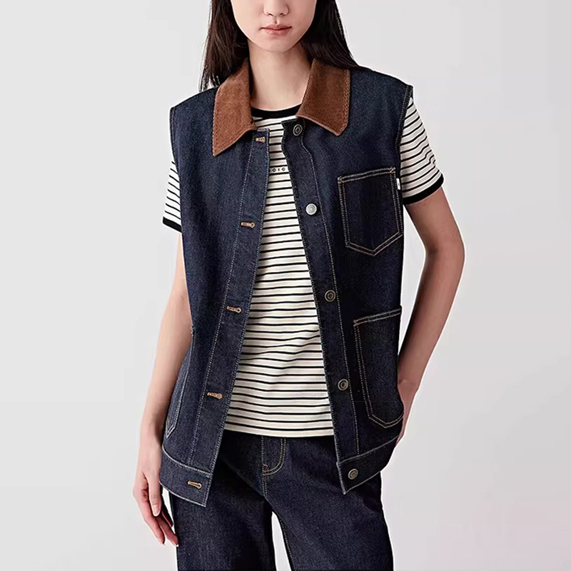 Soil Denim Xiaohuo Women's Clothing 2026 Spring New Cotton Stretch Denim Vest Sleeveless Denim Jacket Vest