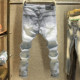 2024 New Ripped Jeans Men's Slim Fit Small Leg Pants Spring Light Blue Trendy Brand Cross Embroidered Pants