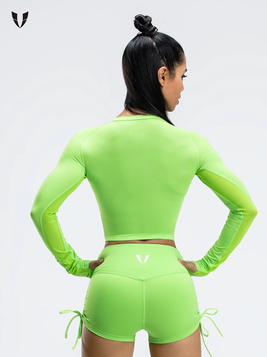 Sports vest for gym, autumn short elastic long-sleeve for training, for running