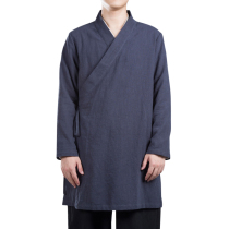 Autumn Mens China Wind Hemp Material Hanfu Jacket Man Retro Meditation Mantra Mantra Mansuit Tea Suit Male Monk Coat