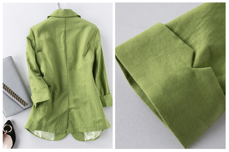 Áo khoác cotton và vải lanh nhỏ phù hợp với áo khoác nữ mùa thu và mùa thu Hàn Quốc thời trang Hàn Quốc thon gọn tay áo ngắn bộ vest nữ