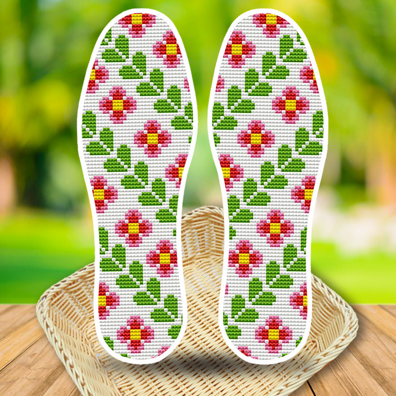 2020 new model 100% printed cotton hand embroidered cross stitch insole semi-finished self embroidered men and women