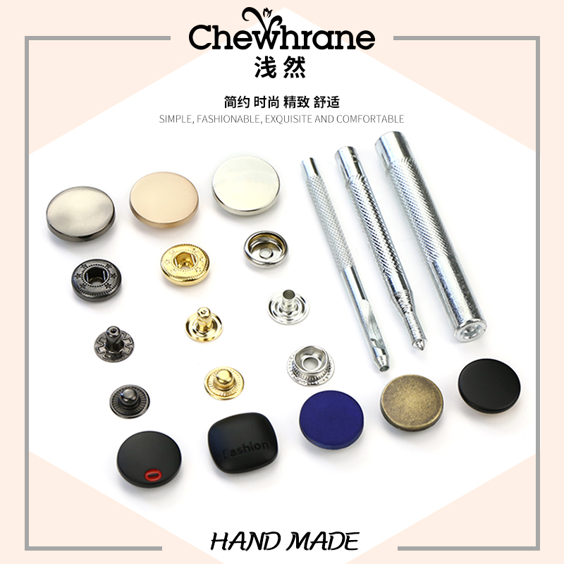 Dark-Sewn-Free Clothing Jacket for jacket Feather Down Clothes by buckle Sub-button metal Four-fit button Buttons Snap of the small nail