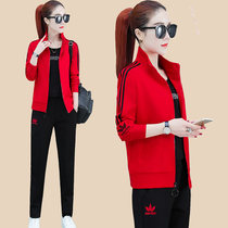 Autumn and winter 361 sportswear suit womens three-piece spring and autumn sweater plus velvet Jordano cotton thin casual jacket