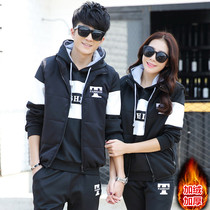 Autumn and winter couple 361 sportswear suit women plus velvet thick Jordano jacket mens casual three-piece sweater