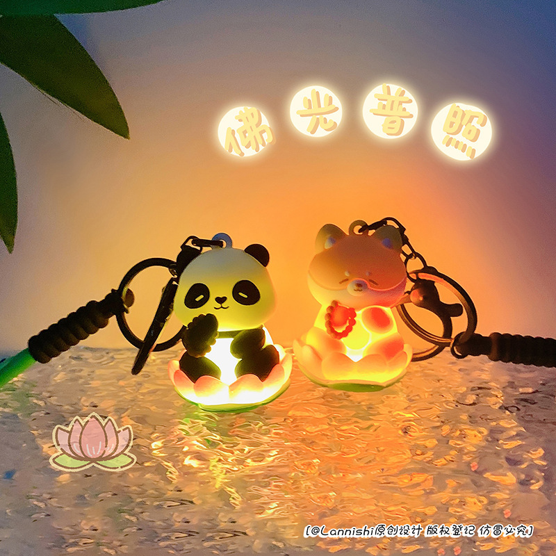 Clearance Buddhist Life Panda Plush Toy Buddha Light Lamp Bracelet Keychain Corgi Lotus Night Light Bag Pendant