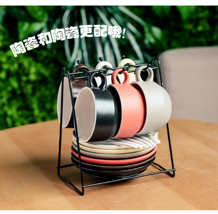 Cốc cà phê châu Âu đặt với chén đĩa giữ cốc gốm tiếng Anh trà chiều cốc gia đình cốc đơn giản - Cà phê ly uống cà phê