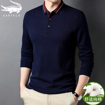 Crocodile pure cotton long sleeve T-shirt men in autumn new deck POLO shirt middle-aged men with pure color to end autumn clothes