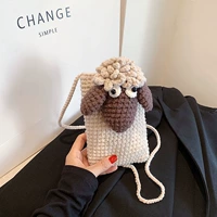 Крючок для вязания ручной работы, плетеный кошелек, сумка через плечо, мультяшный мобильный телефон