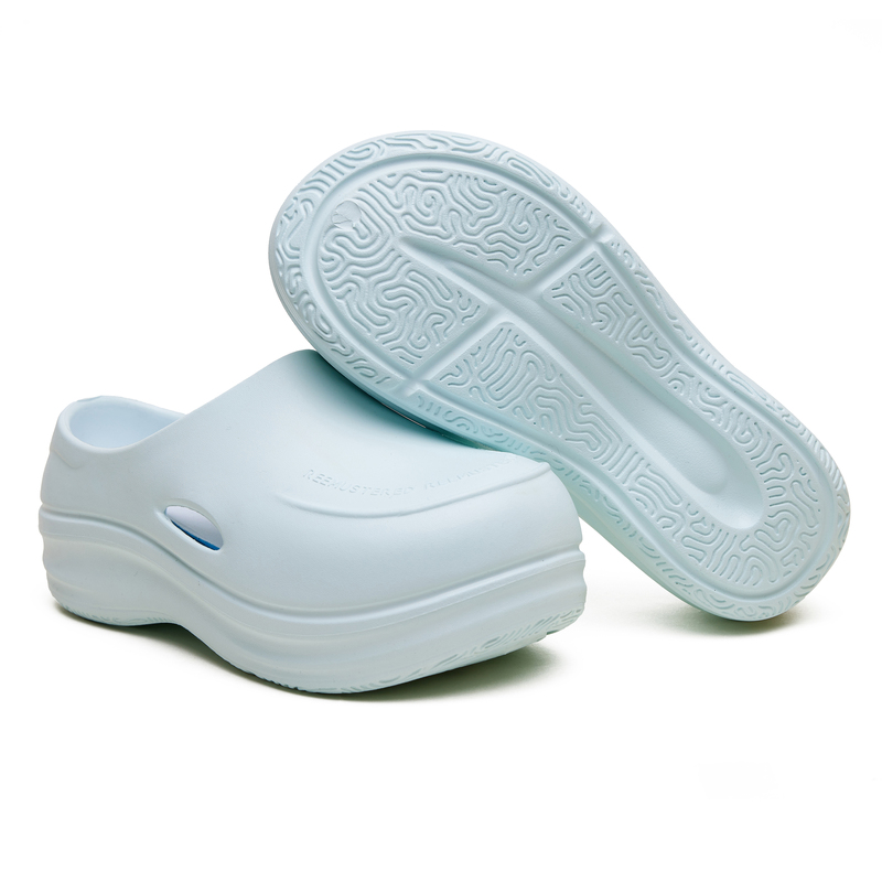 [Original Authentic] Reemustered Casual Thick-Soled Height-Increasing Closed-Toe Slippers Chef Shoes Ice Blue